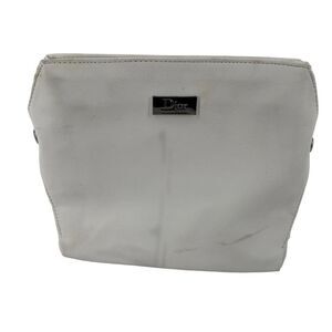 Dior Beauty Cosmetic Bag White Vegan Leather Snap Close Small Travel Bag Clutch